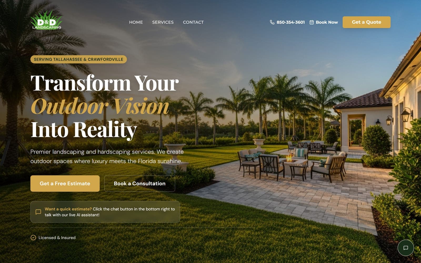 D&D Landscaping, a landscaping website built by Modern Mustard Seed