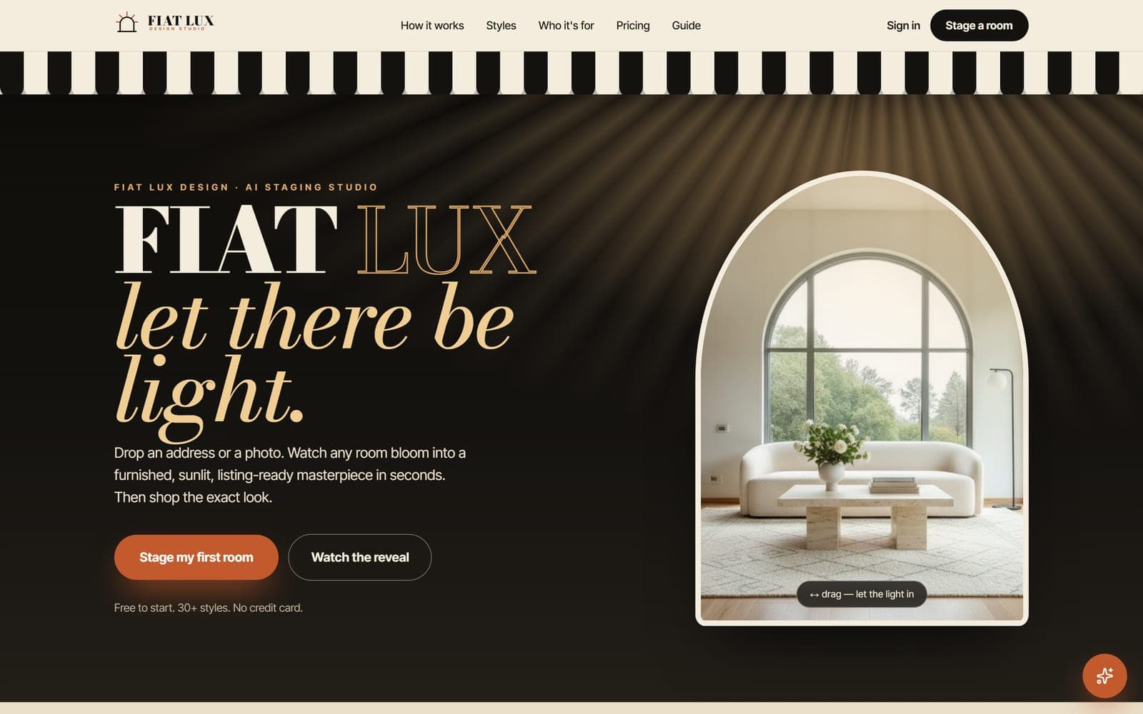 Fiat Lux Design, a real ai staging studio website designed and built by Modern Mustard Seed