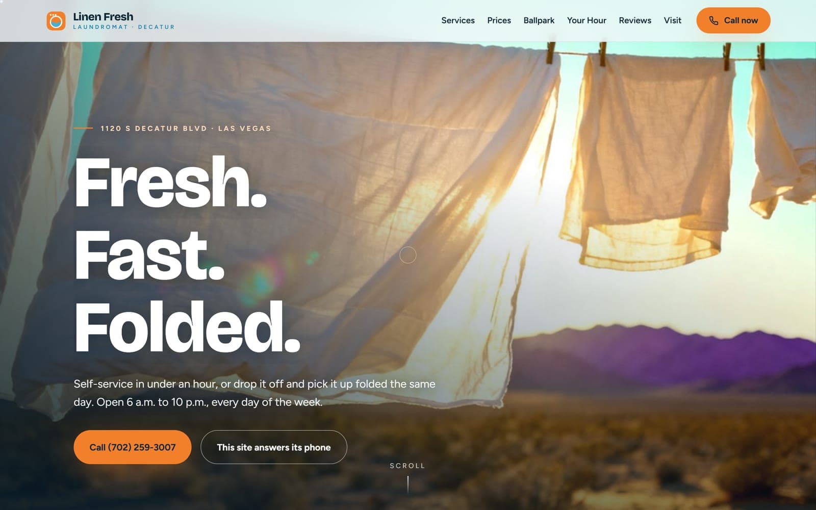 Linen Fresh, a laundromat website built by Modern Mustard Seed