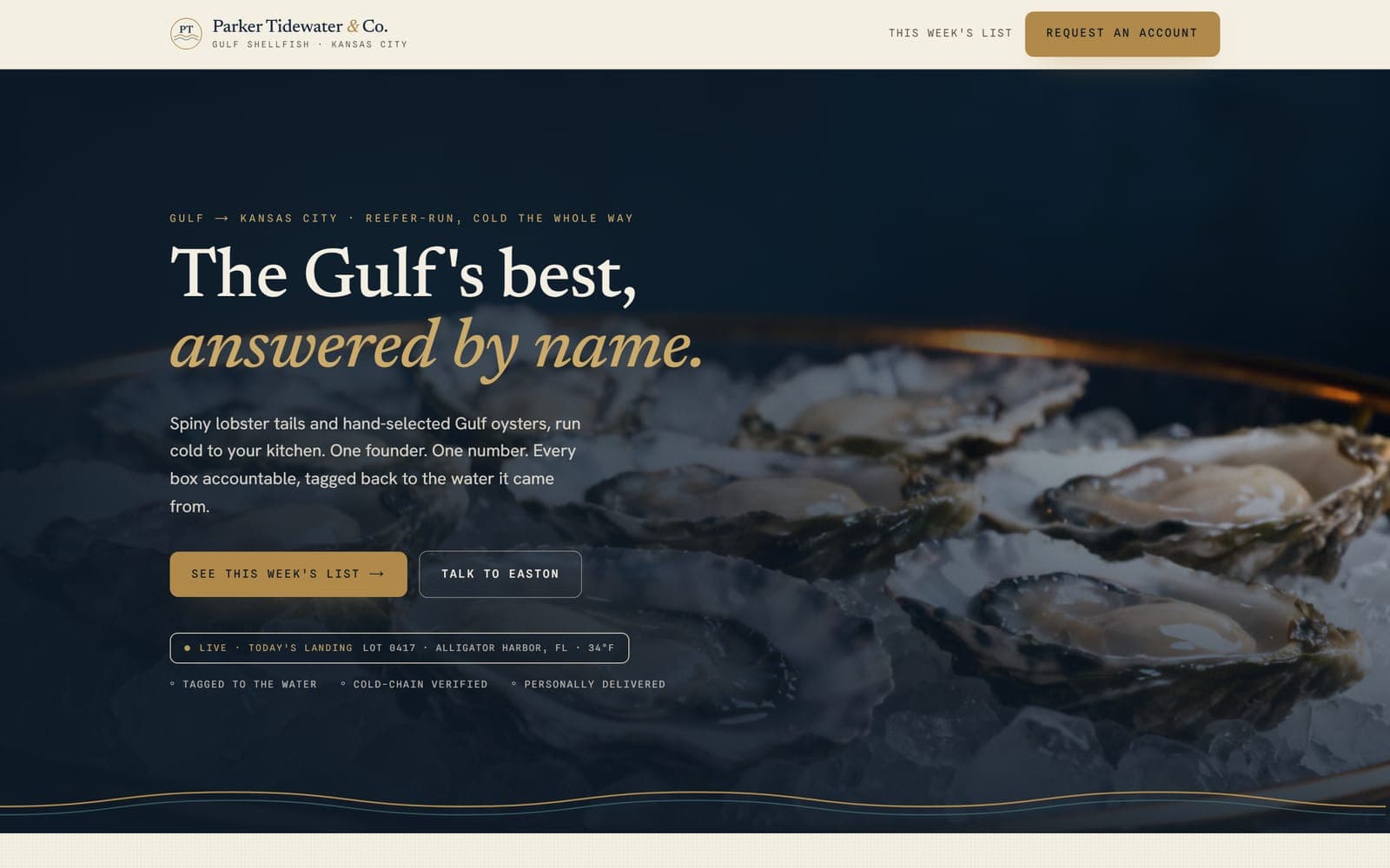 Parker Tidewater, a seafood wholesale website built by Modern Mustard Seed