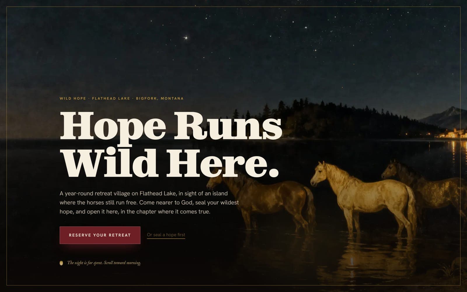 Wild Hope, a lake retreat website built by Modern Mustard Seed